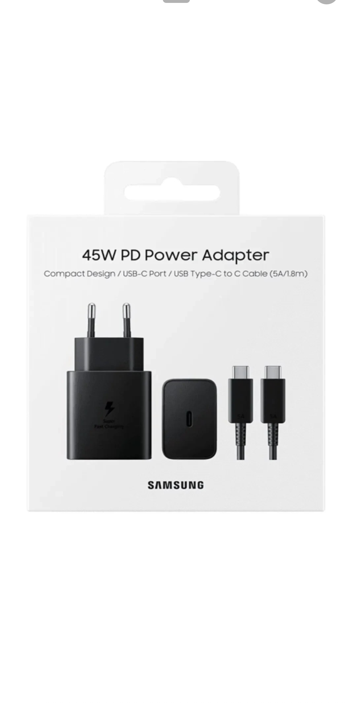 شارژر سامسونگ مدل EP-T4510 توان 45 وات دو پین همراه کابل