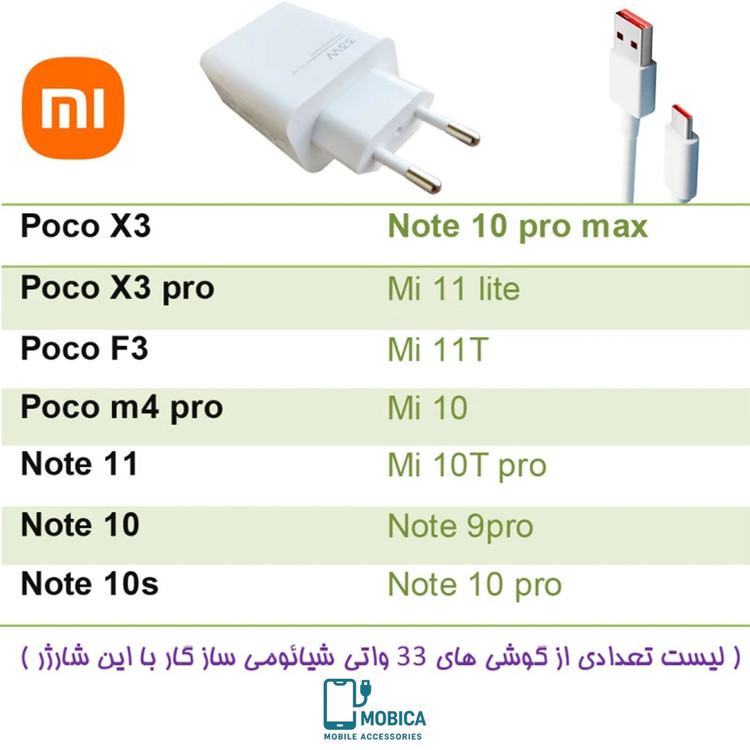 شارژر شیائومی مدل MDY-11-EZ توان 33 وات دو پین همراه کابل اصل